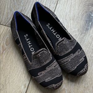 Rothy's Women's Round Toe Shoes Flats Golden Shimmer Black & Rose Gold Sz 5